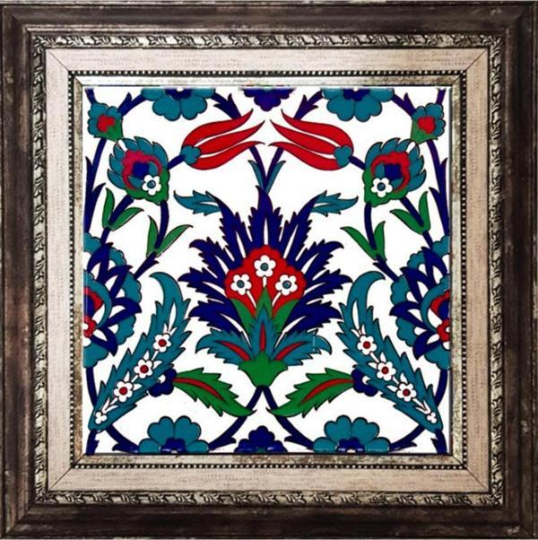 Armada Çini 20x20 Cm Ac 19 Laleli Desen Osmanlı Çini Seramik Pano - Image 1