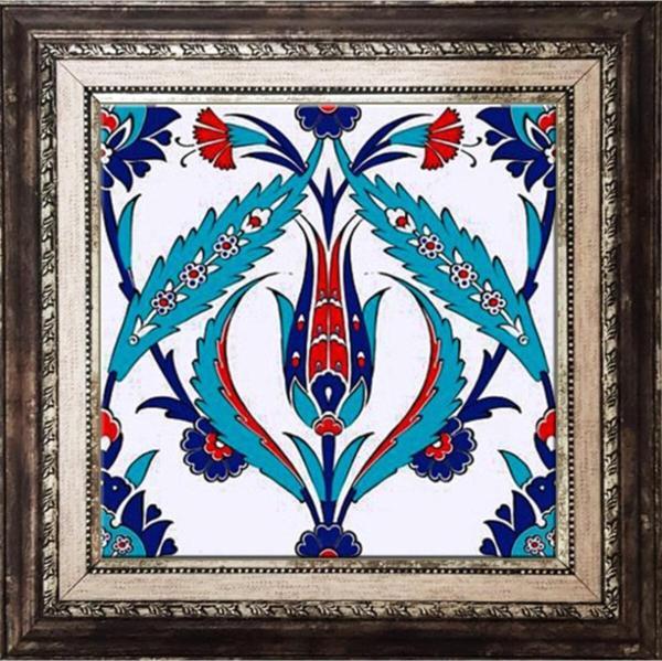 Armada Çini 20x20 Cm Ac 2 Kırmızı Lale Desenli Iznik Çini Seramik Pano - Image 1