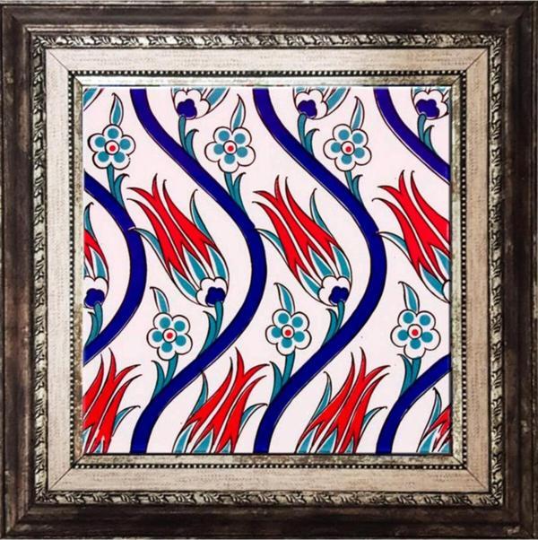 Armada Çini 20x20 Cm Ac 20 Sarmaşık Lale Desenli Çini Seramik Pano - Image 1