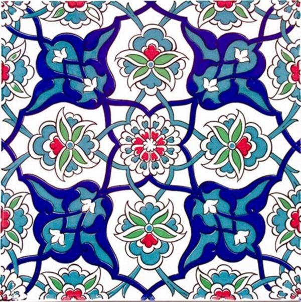 Armada Çini 20x20 Cm Ac 27 Kütahya Çini Rumi Desenli Iznik Çini Karo - Image 1