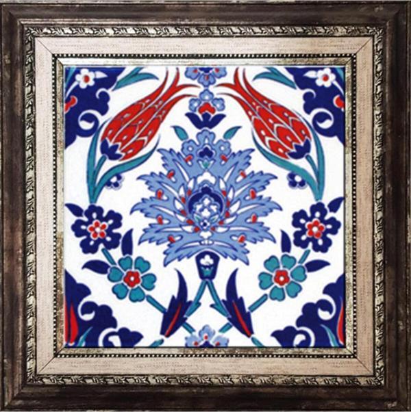 Armada Çini 20x20 Cm Ac 4 Iznik Lale Desen Kütahya Çini Pano Seramik - Image 1