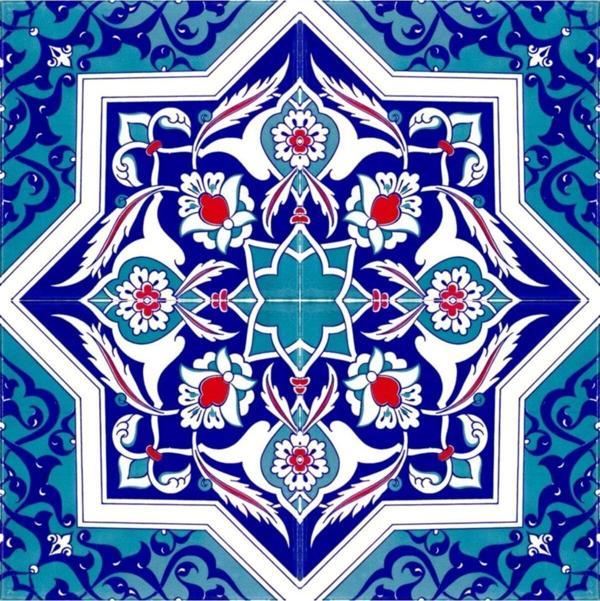 Armada Çini 20x20 Cm Ac 49 Türkmen Yıldız Desenli Kütahya Çini Karo - Image 1