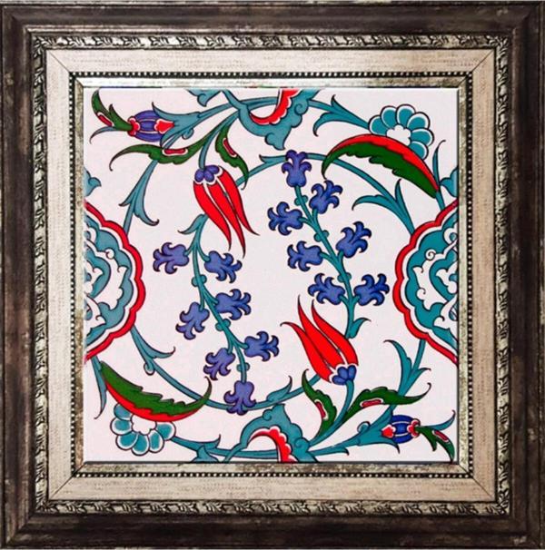 Armada Çini 20x20 Cm Ac 5 Iznik Dönence Çiçek Desenli Çini Pano - Image 1