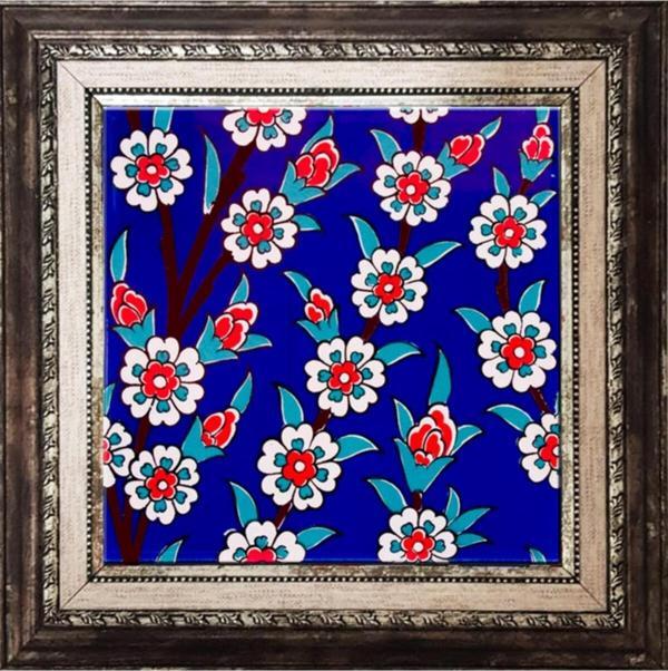 Armada Çini 20x20 Cm Ac 60 Kobalt Papatya Kütahya Çini Desenli Pano - Image 1