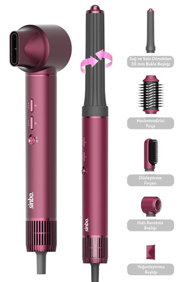 Pro Compact Uzun Multi-styler Hava Üfleme 5in1 Saç Şekillendirici Bldc Shd-1729 Royal Gilded Red - Image 1