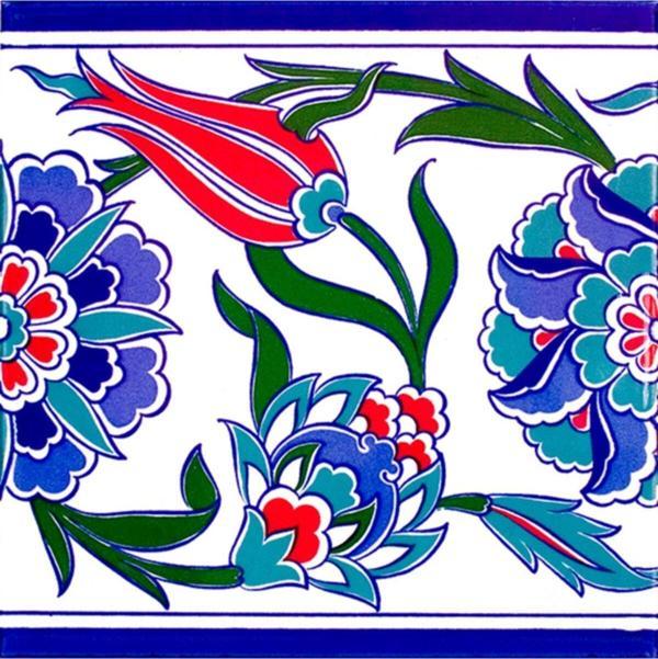 Armada Çini 20x20 Cm Ks 3 Iznik Lale Desenli Seramik Çini Bordür - Image 1
