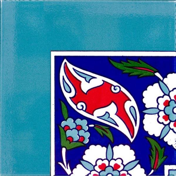 Armada Çini 20x20 Cm Ksk 21 Karanfil Desenli Çini Bordür Köşesi - Image 1