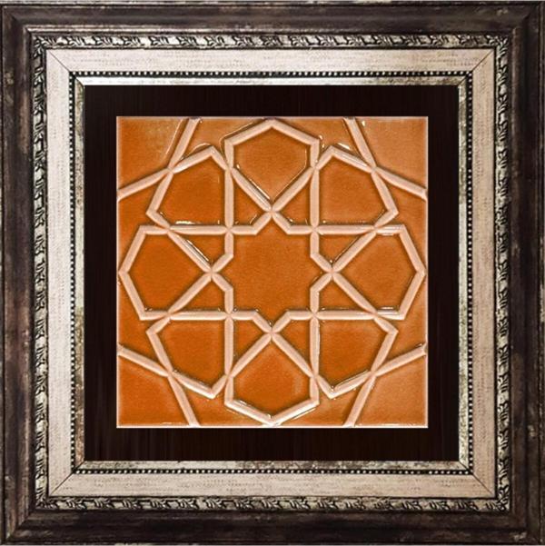 Armada Çini 20x20 Cm Rölyefli Karamel Selçuk Yıldızı Deseni Çini Pano - Image 1