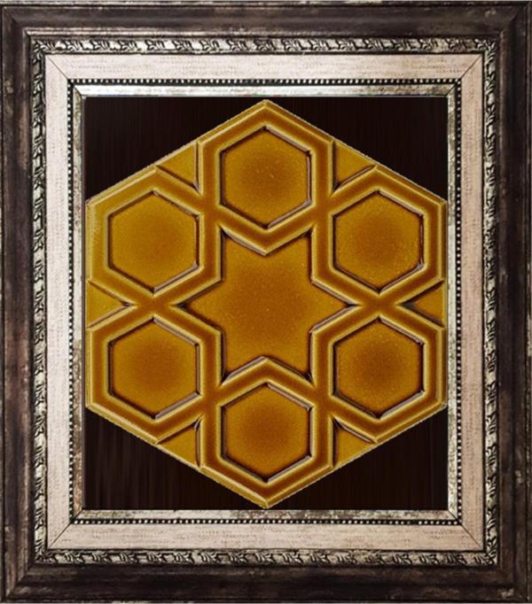Armada Çini 20x20 Cm Rölyefli Karamel Selçuk Yıldızı Deseni Çini Pano - Image 1