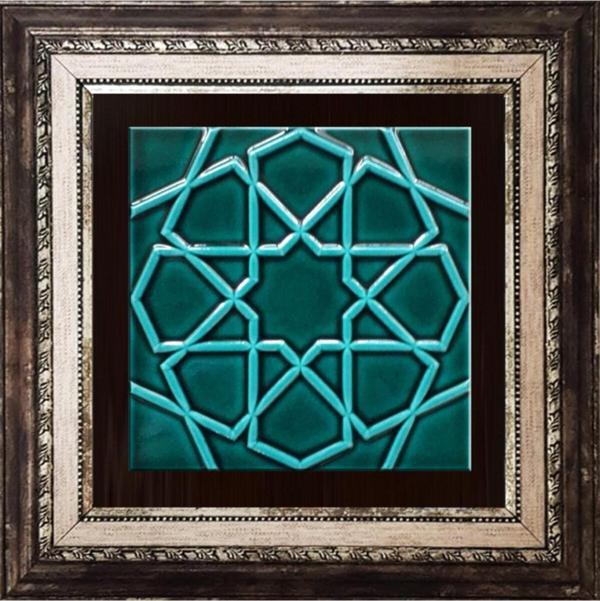 Armada Çini 20x20 Cm Rölyefli Yeşil Selçuklu Yıldızı Deseni Çini Pano - Image 1