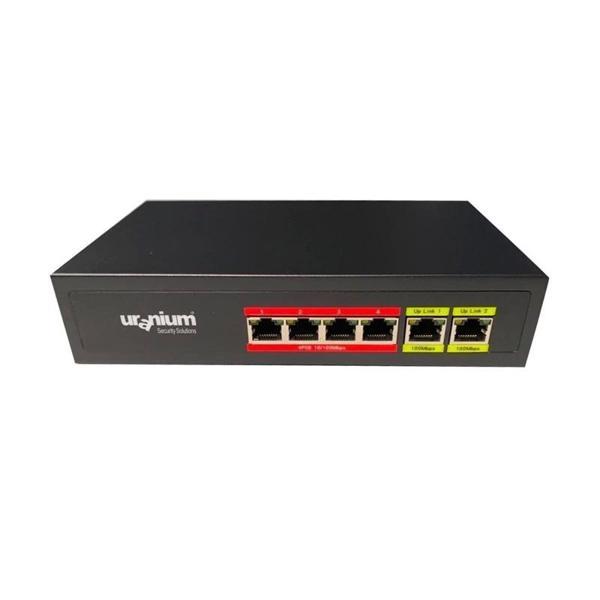 Uranıum Poe-4002-48w 4 Port 10/100 + 2 Port 10/100 Rj45 Uplınk Watch-dog Poe Swıtch(realtek Chıpset) - Image 1