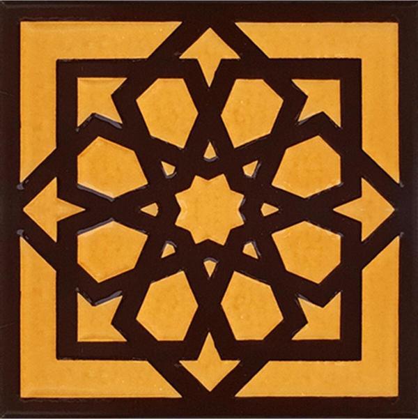 Armada Çini 20x20 Cm Sp 101-kahve Kabartmalı Türk Yıldızı Kütahya Iznik Çini Deseni Modelleri - Image 1
