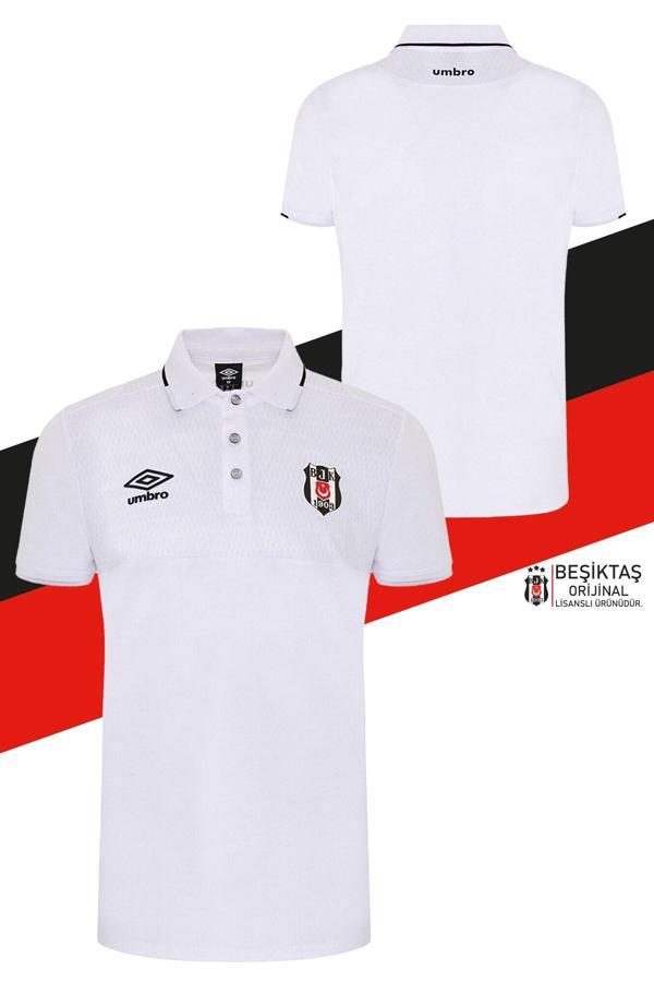 Beşiktaş Orijinal Lisanslı Polo Yaka Beyaz T-Shirt - Image 1