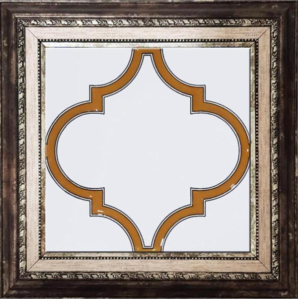 Armada Çini 20x20 Cm Sp 103 Arabesk Sarı Beyaz Desenli Kütahya Çini - Image 1