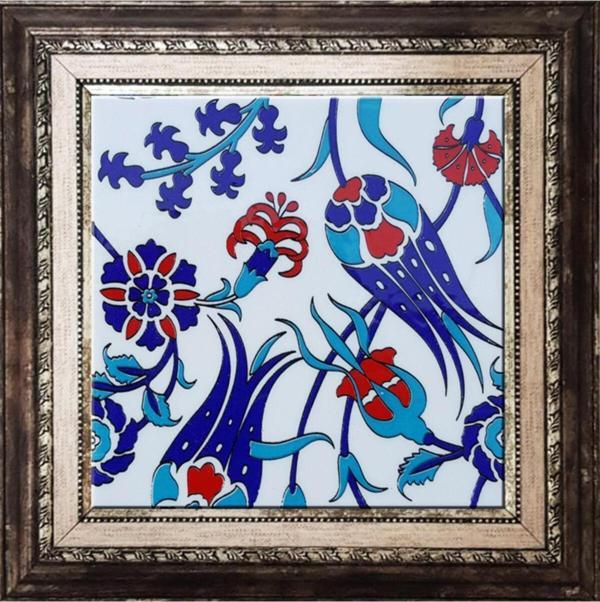Armada Çini 20x20 Cm Sp 105 Lale Çiçek Desen Kütahya Iznik Çini Pano - Image 1