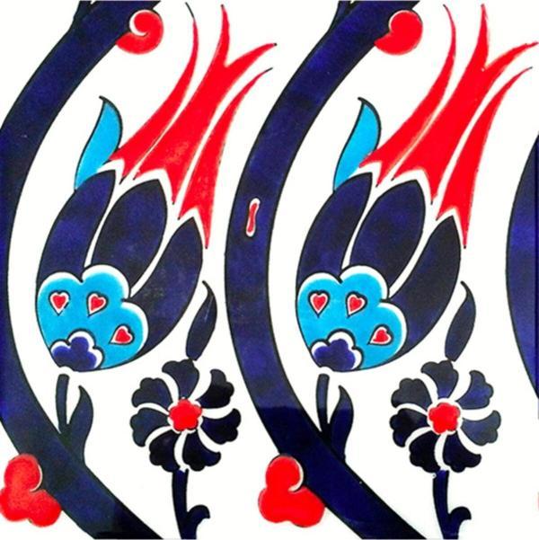 Armada Çini 20x20 cm Sp 77 Kütahya Çinisi Iznik Lale Desen Çini Karo - Image 1
