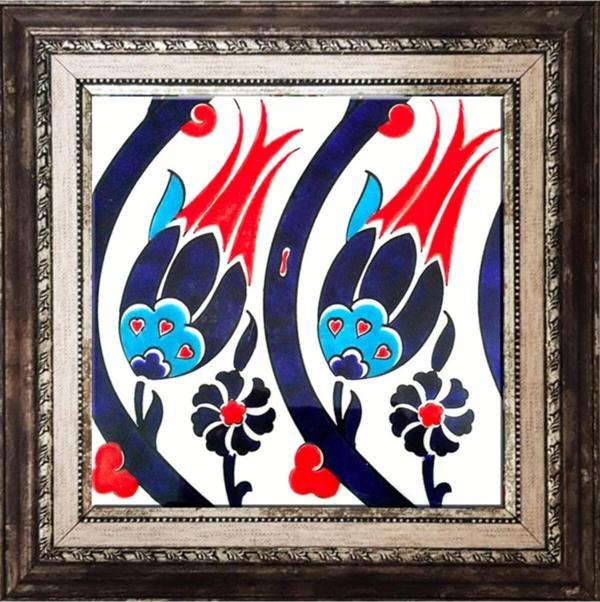 Armada Çini 20x20 Cm Sp 77 Kütahya Çinisi Iznik Lale Desen Çini Pano - Image 1