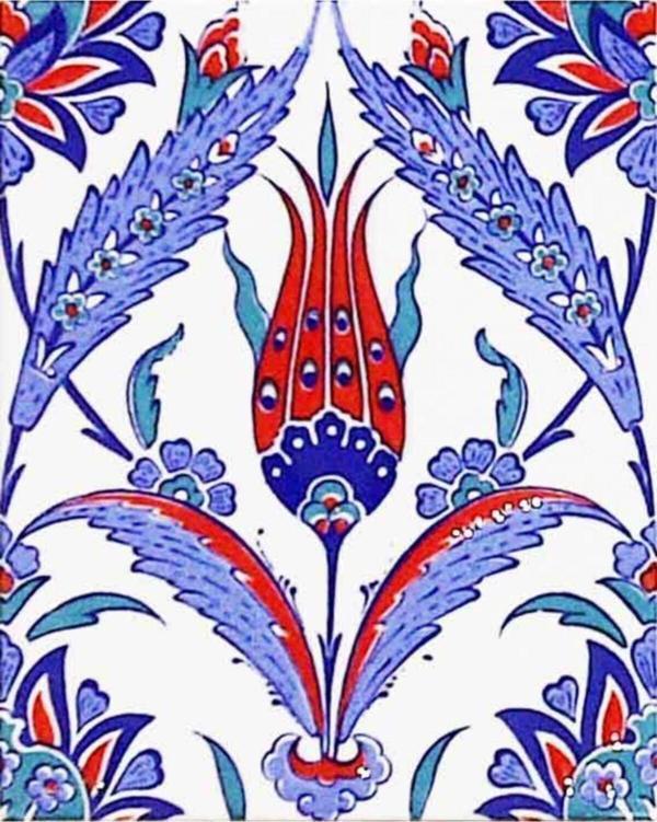 Armada Çini 20x25 Cm Ac 1002 Kütahya Cami Çinisi Lale Desenli Seramik Çini Karo - Image 1