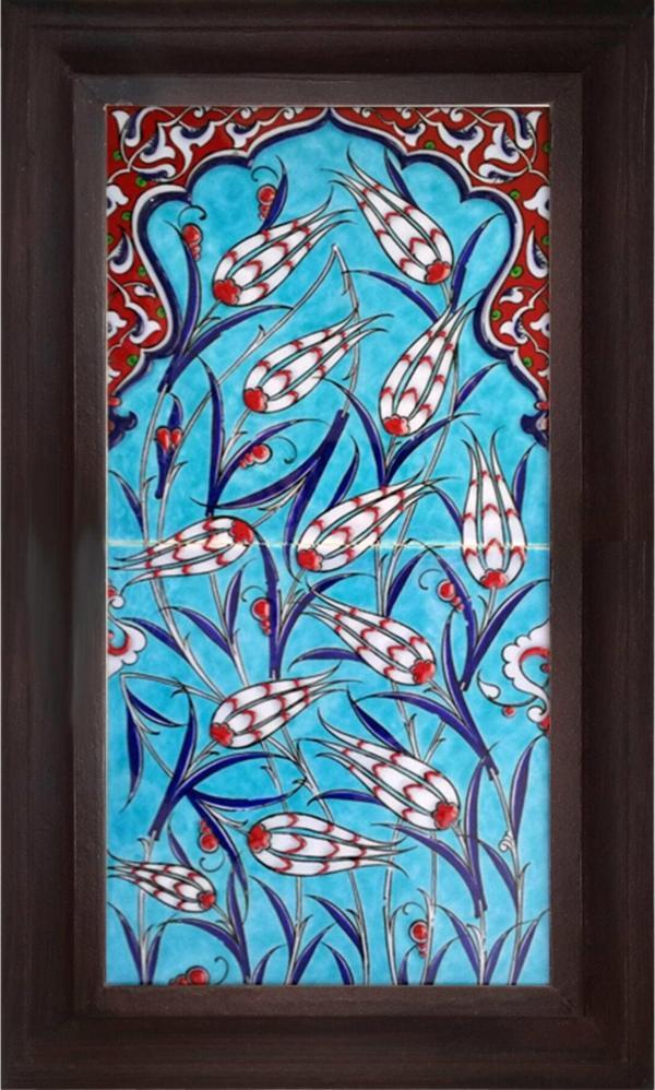 Armada Çini 20x40 Cm Ed 154 Mavili Lalezar Eldekoru Çini Pano - Image 1