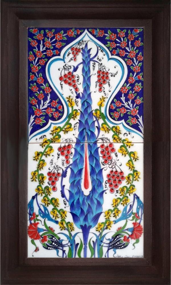 Armada Çini 20x40 Cm Ed 157 Selvi Eldekoru Çini Pano - Image 1