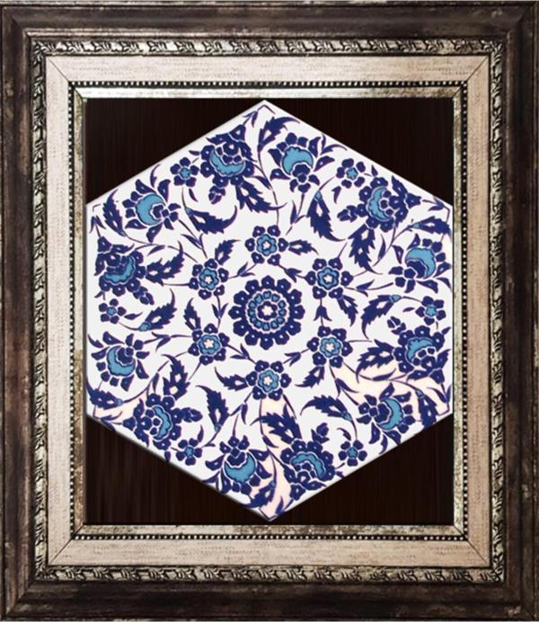 Armada Çini 21x23 Cm Al 3 Osmanlı Desenli Altıgen Çini Pano - Image 1