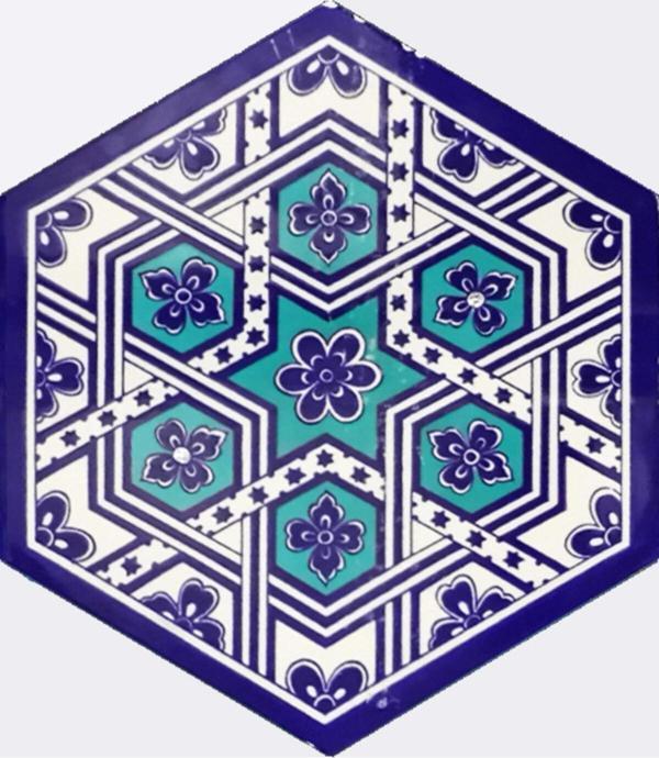 Armada Çini 21x23 Cm Al 8 Selçuklu Desenli Seramik Altıgen Çini Karo - Image 1
