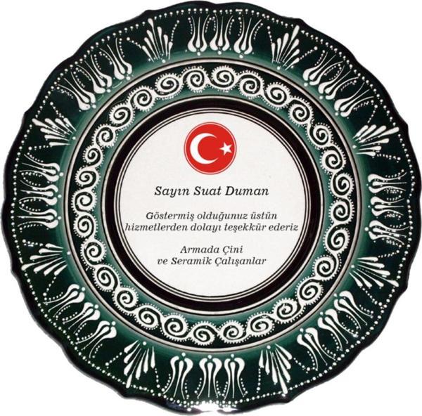 Armada Çini 30 Cm Resimli Baskılı El Dekoru Kütahya Çini Tabak Yeşil - Image 1