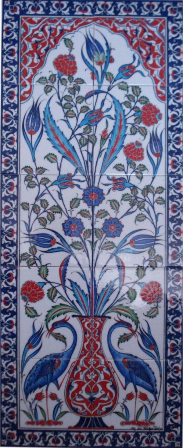 Armada Çini 40x100 Cm Ed 705 Iki Sülünlü Eldekoru Çini Pano - Image 1