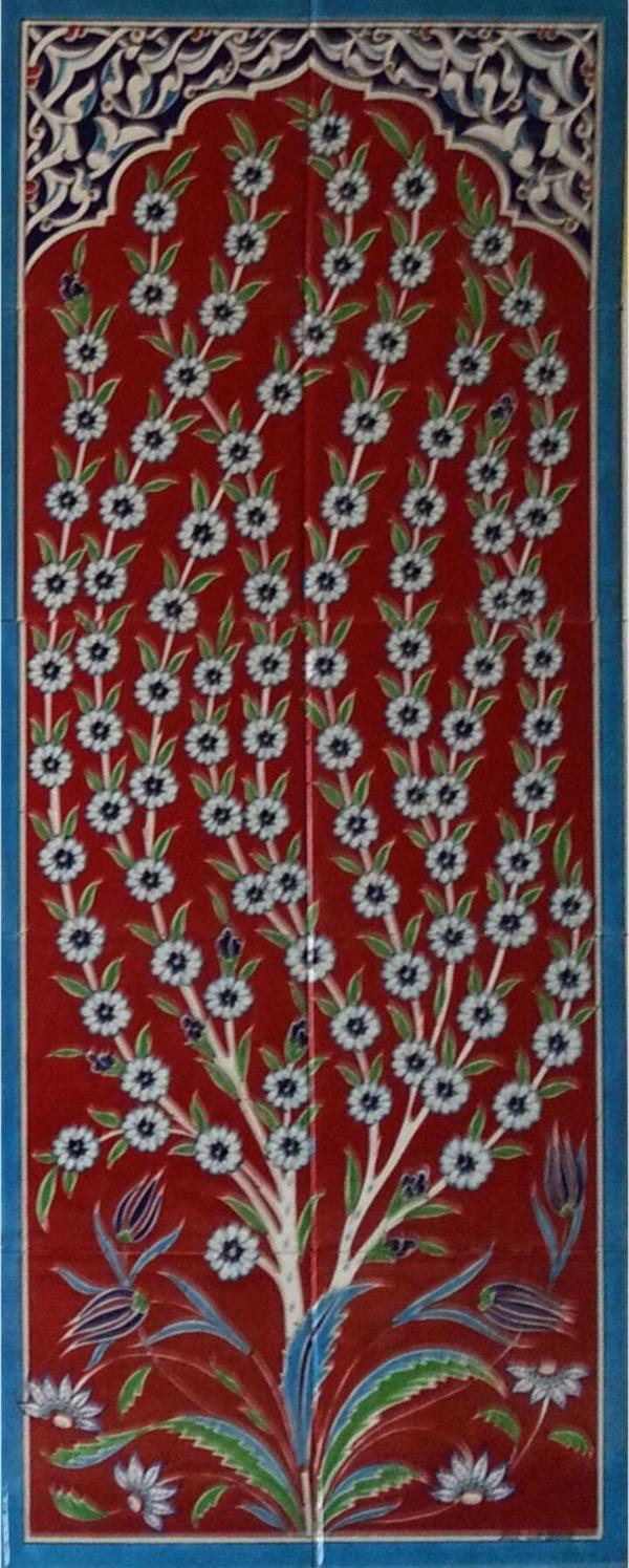 Armada Çini 40x100 Cm Ed 708 Hayat Ağacı Eldekoru Çini Pano - Image 1