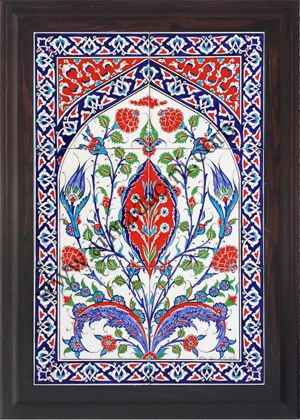 Armada Çini 40x60 Cm Ed 507 Kırmızı Göbekli Eldekoru Çini Pano - Image 1