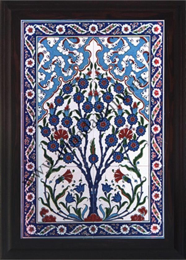 Armada Çini 40x60 Cm Ed 514 Kobalt Hayat Ağaç Eldekoru Çini Pano - Image 1