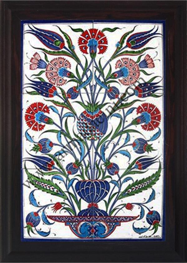Armada Çini 40x60 Cm Ed 517 Lale Karanfil Eldekoru Çini Pano - Image 1