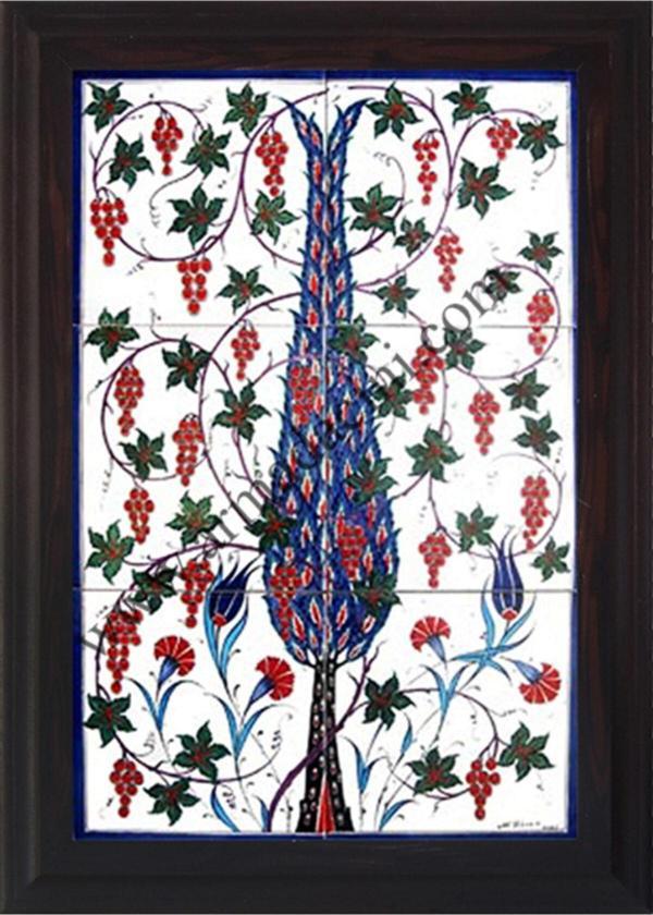 Armada Çini 40x60 Cm Ed 519 Tek Selvi Eldekoru Çini Pano - Image 1