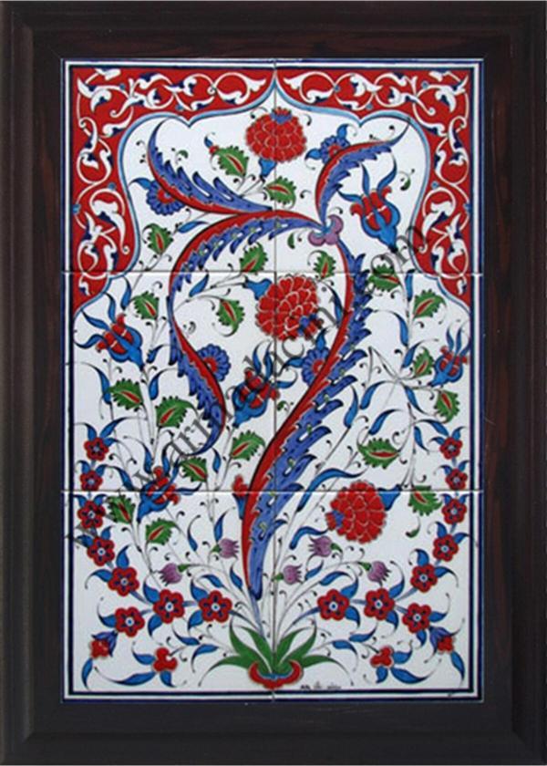 Armada Çini 40x60 Cm Ed 520 Hançer Yapraklı Eldekoru Çini Pano - Image 1
