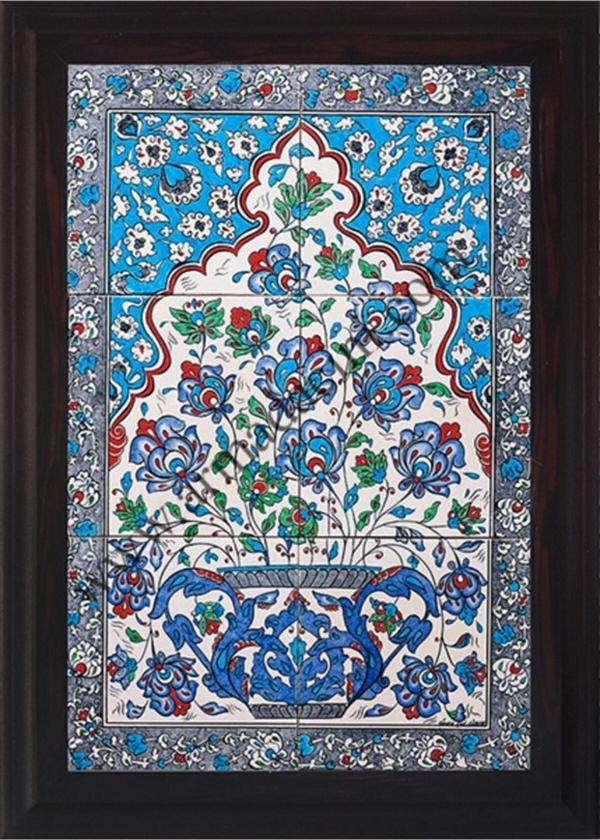 Armada Çini 40x60 Cm Ed 607 Mavi Saksılı Eldekoru Çini Pano - Image 1