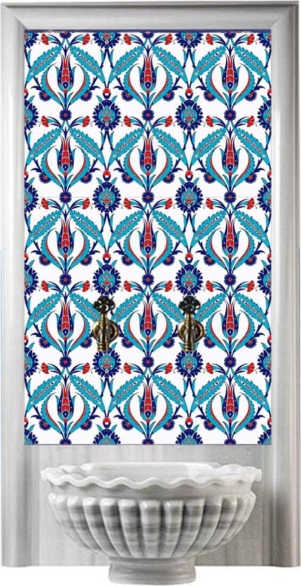 Armada Çini 60x100 cm Ac 2 Kırmızı Lale Serigraf Türk Hamamı Pano - Image 1