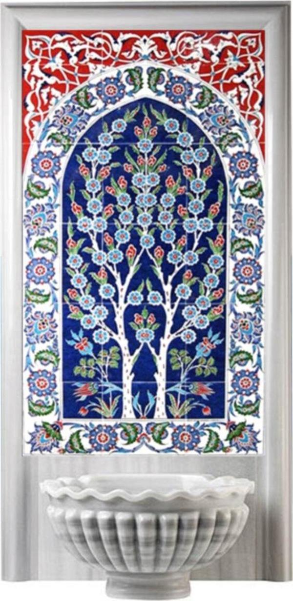 Armada Çini 60x100 cm Ed 620 Çift Hayat Ağacı El Dekoru Çini Pano - Image 1