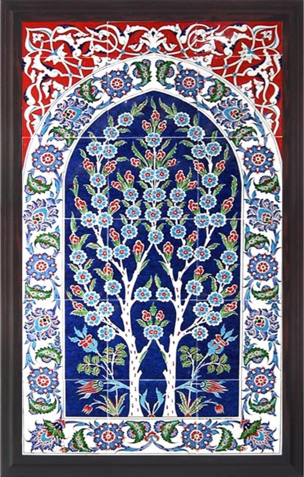 Armada Çini 60x100 Cm Ed 620 Çift Hayat Ağacı Eldekoru Çini Pano - Image 1