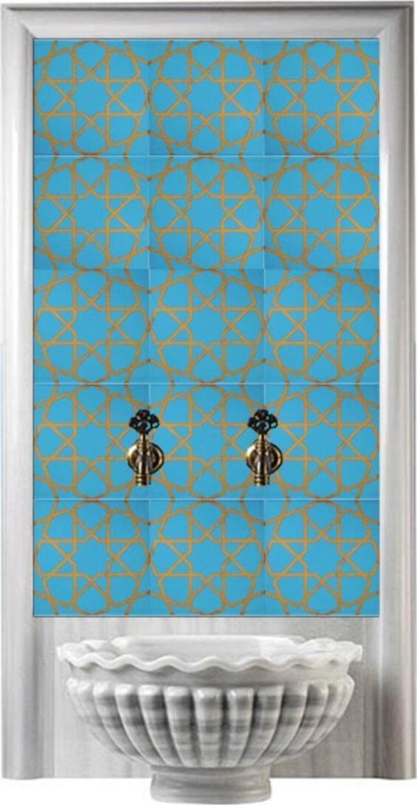 Armada Çini 60x100 Cm Sp 89 Turkuaz Metalik Serigraf Türk Hamamı Pano - Image 1