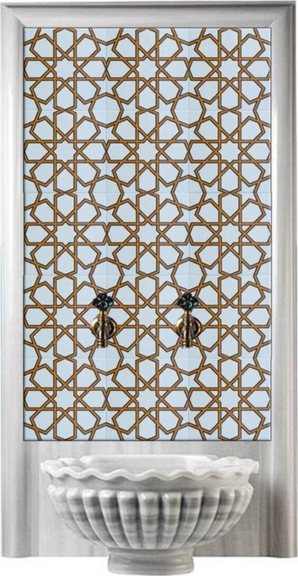 Armada Çini 60x100 Cm Sp 89-v Sarı Beyaz Serigraf Türk Hamamı Pano - Image 1