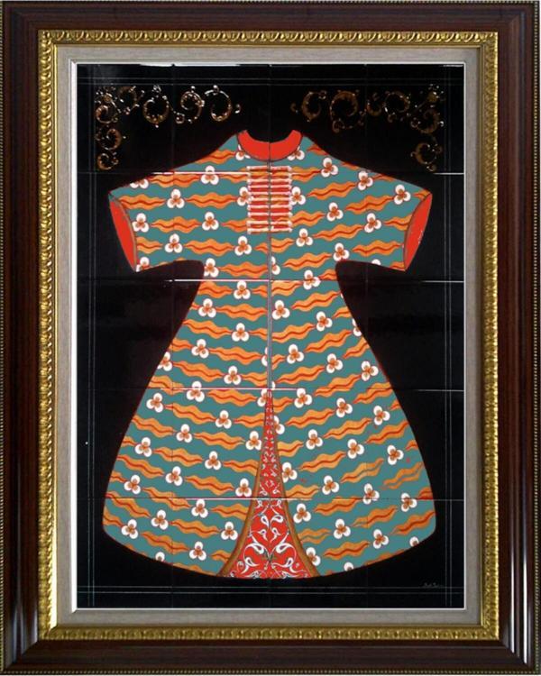 Armada Çini 80x100 Cm Ed 681 Yeşil Cintemani Kaftan Çini Pano - Image 1
