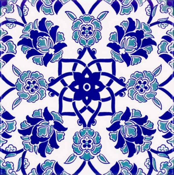 Armada Çini Ac 10 Selçuk Mavi Çiçek Desenli Kütahya Çini 20x20 cm - Image 1
