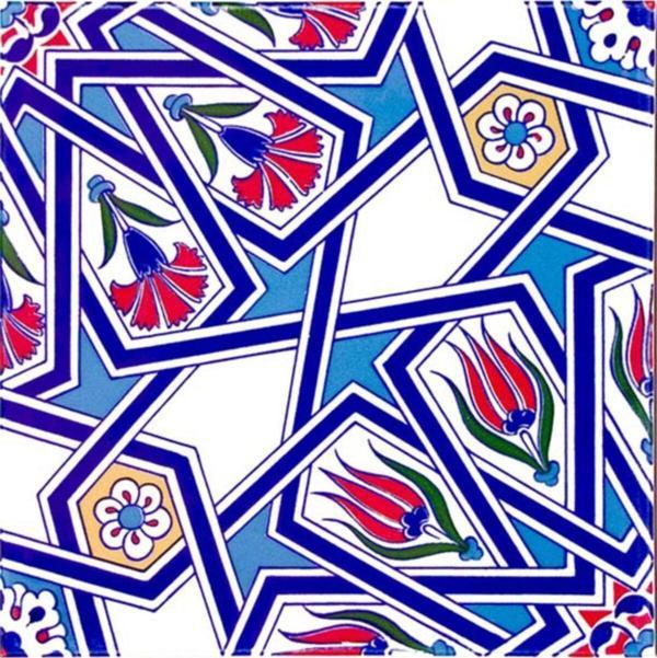 Armada Çini Ac 17 Geometrik Desenli Çini Seramik Karo 20x20 cm - Image 1