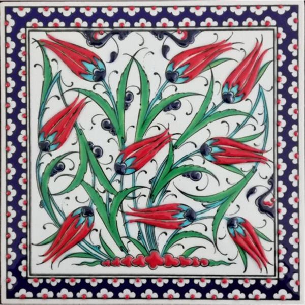 Armada Çini 20x20 cm Ed 304 Kobalt Lalezar El Dekoru Çini Pano - Image 1