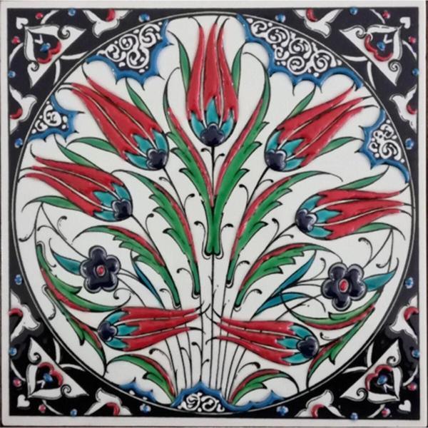 Armada Çini 20x20 Cm Ed 305 Kobalt Rumi Lalezar El Dekoru Çini Pano - Image 1