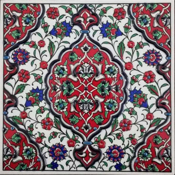 Armada Çini 20x20 cm Ed 308 Kırmızı Iznik Rumi El Dekoru Çini Pano - Image 1