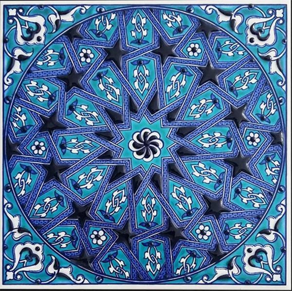 Armada Çini 20x20 Cm Ed 321 Iznik Islami Geometrik Kütahya Çini Karo - Image 1