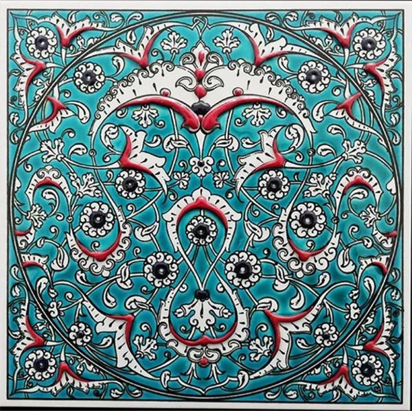 Armada Çini 20x20 Cm Ed 324 Iznik Rumili Desen Eldekoru Çini Karo - Image 1