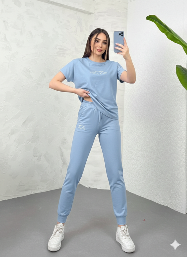 Kadın Nakış Detaylı Basic Eşofman Takımı 3814-23 - Image 1
