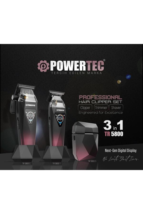 Powertec TR-5800 Saç-Sakal-Ense-Günlük Tıraş Makinesi 3in1 ( 0.5mm Tarak Dahil ) - Image 1